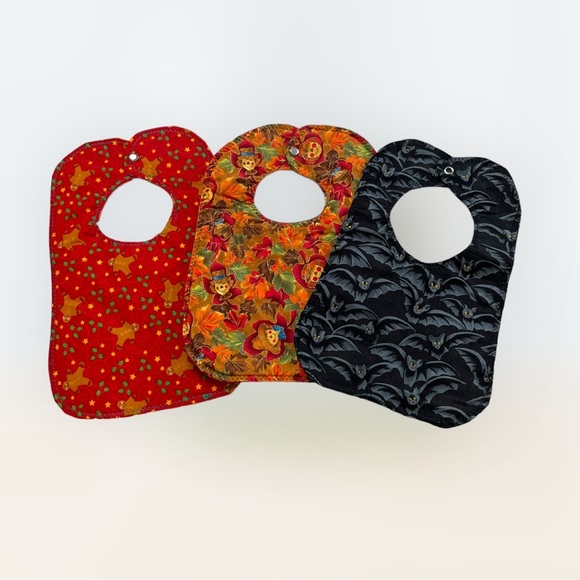 Lot/3 Handmade Holiday Season Baby Bibs - Picture 13 of 14